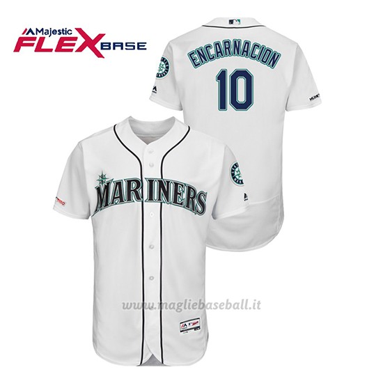 Maglia Baseball Uomo Seattle Mariners Edwin Encarnacion 150th Aniversario Patch Flex Base Bianco